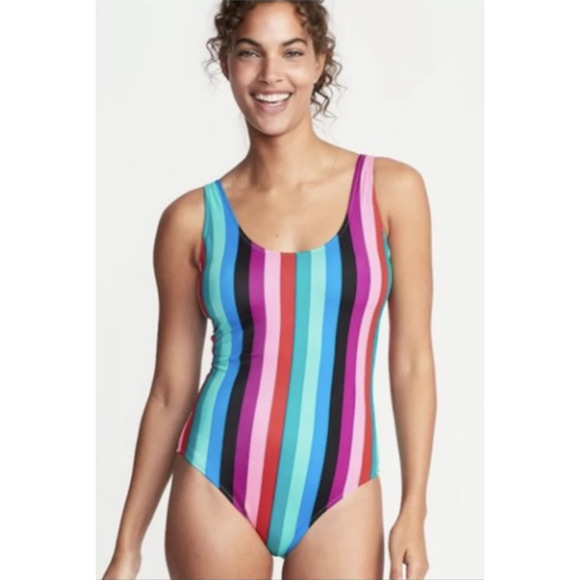 Old Navy Rainbow Striped One Piece Swimsuit - Picture 1 of 9